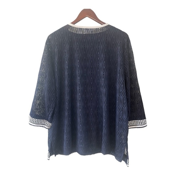 Alfred Dunner Diamond Texture Overlay Navy Top Size 2X Women - Picture 3 of 8